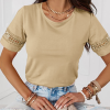 Casual Plain Crew Neck Short Sleeve Lace Top