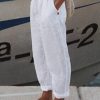 Vacation Casual Loosen Cotton Linen Solid Pants