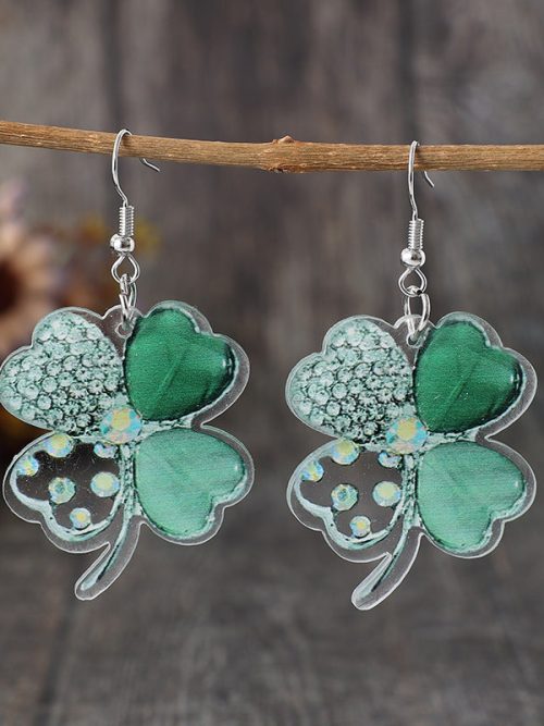 Green Four-leaf Clover Earring Retro Style Jewelry