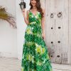 Women Summer Printed Spaghetti Strap Sleeveless Maxi Dress/1-1-1-1-1