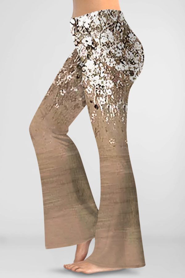 a40dccb92f490472af7a1fb5c29bb622-1 Women'sPlus Size Casual Black Floral Print Hight Waist Bell Bottom Pants