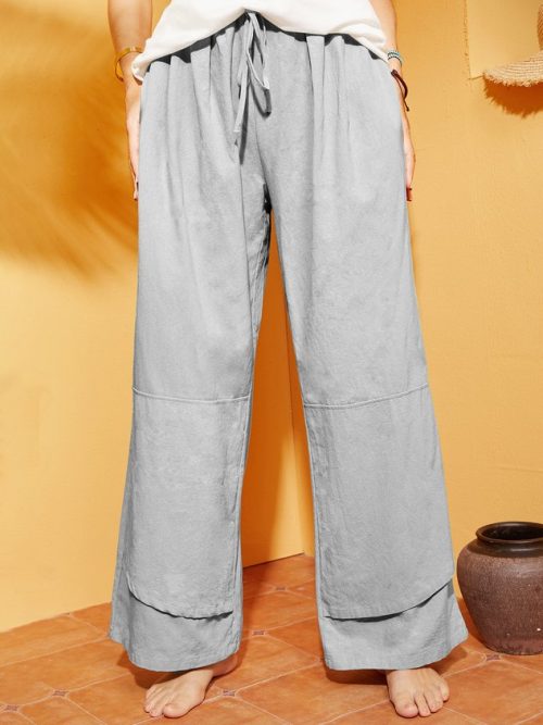 aa85dbaa41c0c95994f5f62ea465ab4f-1 Casual Plain Pockets Linen Pants