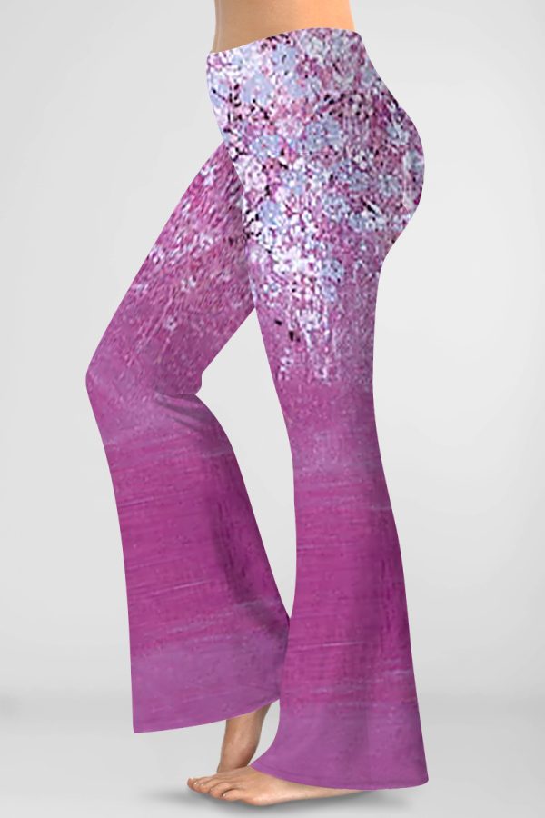 ad7ea77310409daa2dd67b87989de630-1 Women'sPlus Size Casual Black Floral Print Hight Waist Bell Bottom Pants