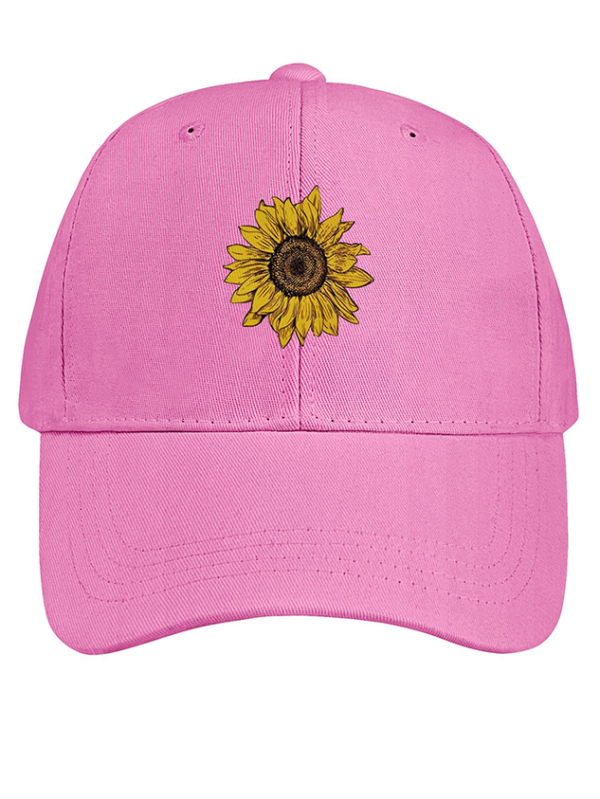 Women's Sunflower Print Cotton Fit Adjustable Hat