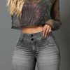 Double Button High Waist Denim Bermuda Shorts