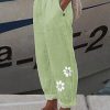 Women Casual Floral Loose Pockets Elastic Waist Pants Ankle Length Pants