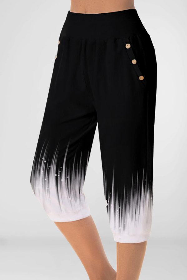 bf884dd7c24ded2664a5ef03f7652e2f-1 Plus Size Casual Black Ombre Print Pocket Capris Pants