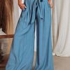 Women's Wide Leg Pants Trousers Black White Blue Fashion Casual Daily Side Pockets Wide Leg Full Length Comfort Plain S M L XL 2XL