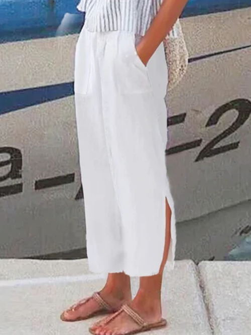 c50baa76b8238bc6d81bf933b1ad2fc0-1 Solid Pocket Slit Casual Pants