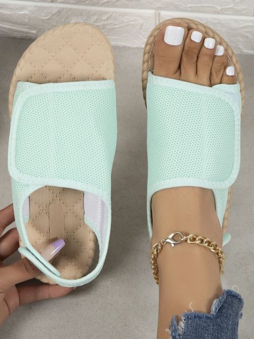 ca751b9effb88df0e9a0df16e060ad0e-1 Breathable Mesh Fabric Velcro Beach Sandals