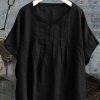 d4d6fbd0c0fee74b509a60d7174570d3-1 Women Plain Summer Loose Linen Shirt