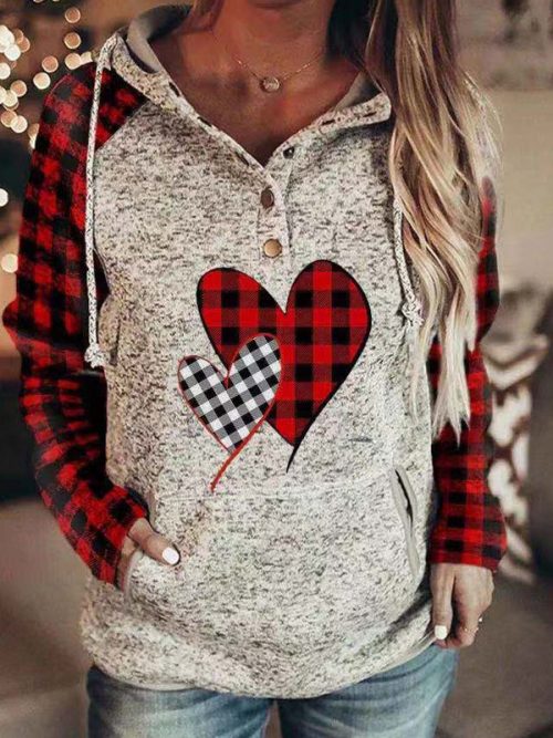 dcfd4d779031bc6b98c77dbd7d8a92e8-1 Plaid Heart Print Hoodie Sweatshirt