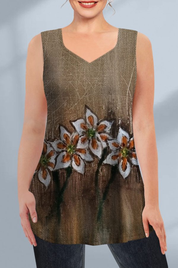 Women's Plus Size Casual Green Retro Floral Print Two Piece Pant Set