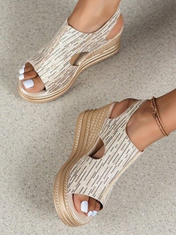 Leisure Resort Jacquard Wedge Platform Sandals