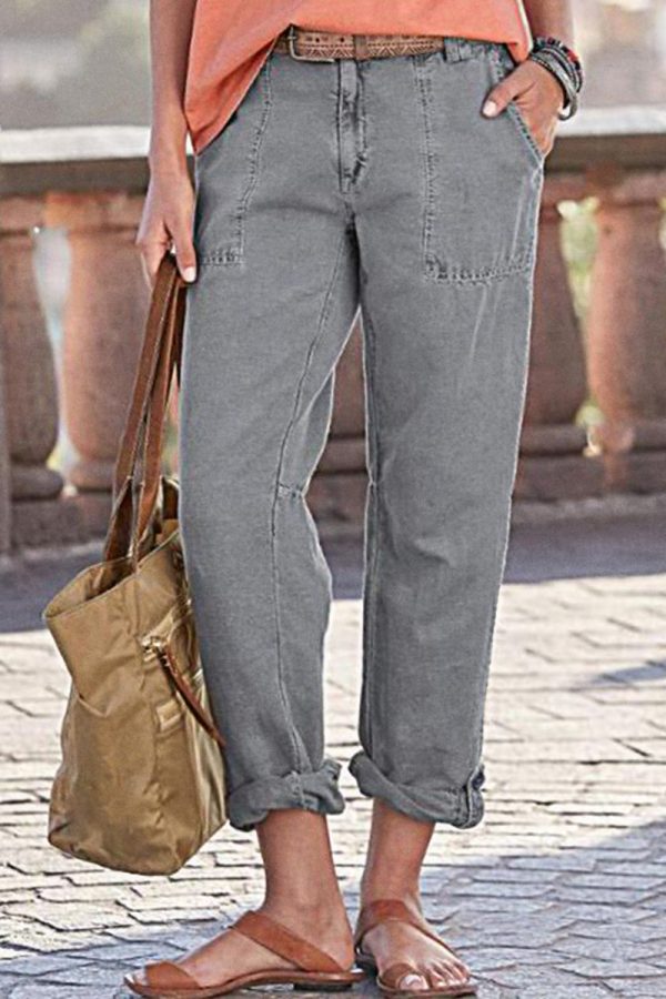 Slant Pocket Zip Fly Pants Without Belt