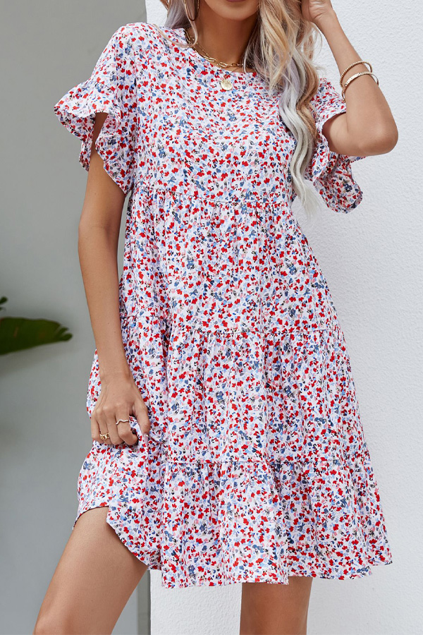 e887d53f11e943835c94c5492347162f-1 Animal Print Ruffle Sleeve Mini Dress