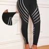 Tight Casual Color Block Geometric Print Black High Waisted Leggings