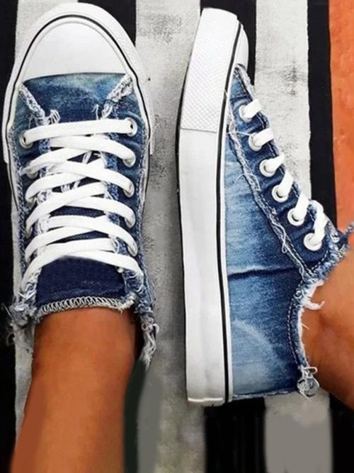 f1c63873372f749804e4b758f6993859-1 Women's Canvas Flat Heel Casual Flats Sneakers&athletic Flats