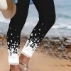 Women's Tights Leggings Black Fashion Casual Weekend Ankle-Length Comfort Floral S M L XL 2XL