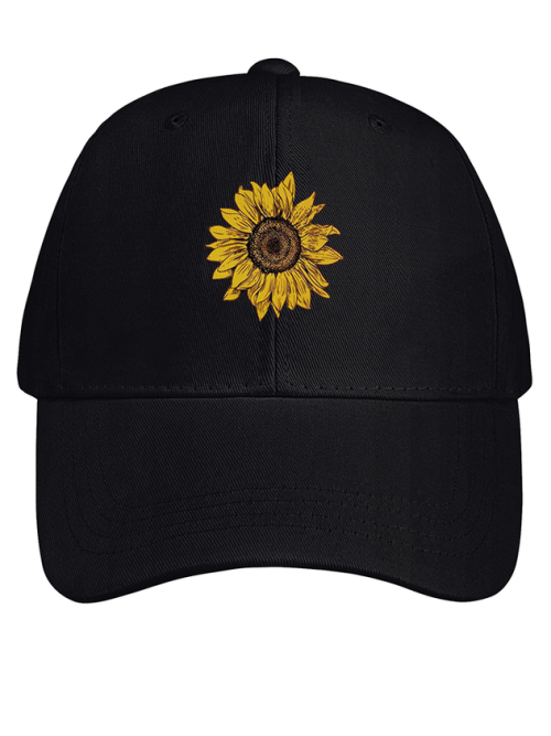 fc1718738b9e5b08c82d42875ca6d916-1 Women's Sunflower Print Cotton Fit Adjustable Hat