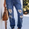 Vintage Drawstring Cut Out Jeans
