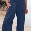 Women's Wide Leg Pants Trousers Capri shorts Cotton And Linen Black White Navy Blue Fashion Casual Daily Side Pockets Baggy Calf-Length Comfort Plain S M L XL 2XL