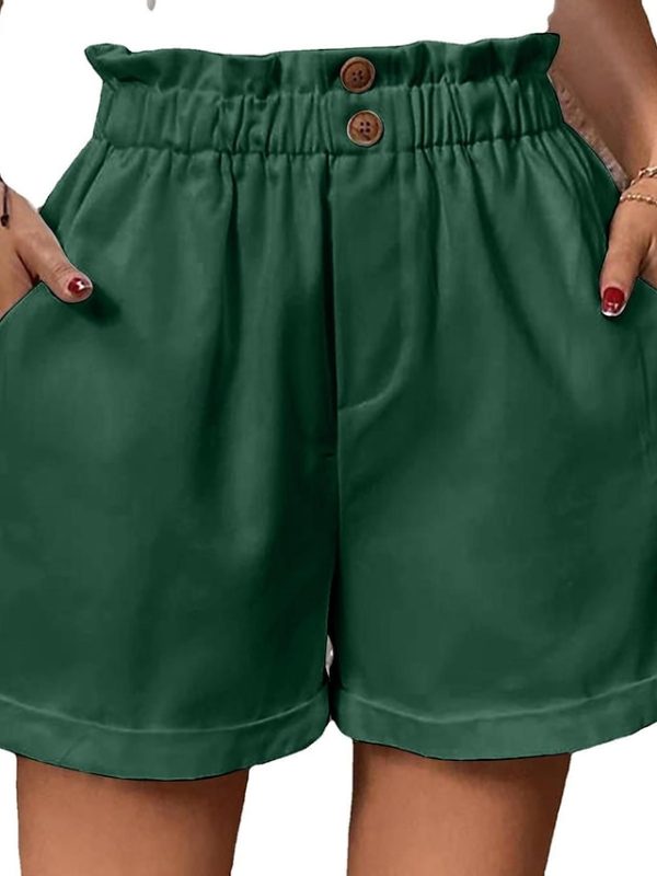 Women's Wide Leg Shorts Faux Linen Black White Wine Fashion Casual Weekend Side Pockets Short Comfort Plain S M L XL 2XL