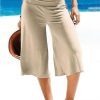 Women's Wide Leg Pants Trousers Cropped Pants Khaki High Waist Fashion Basic Vacation Beach Weekend Wide Leg Micro-elastic Calf-Length Comfort Plain S M L XL 2XL