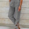 Women's Pants Trousers Faux Linen Black White Blue Fashion Casual Weekend Side Pockets Full Length Comfort Plain S M L XL 2XL