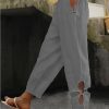 Women's Pants Trousers Faux Linen White Yellow Blue Fashion Casual Weekend Side Pockets Full Length Comfort Plain S M L XL 2XL