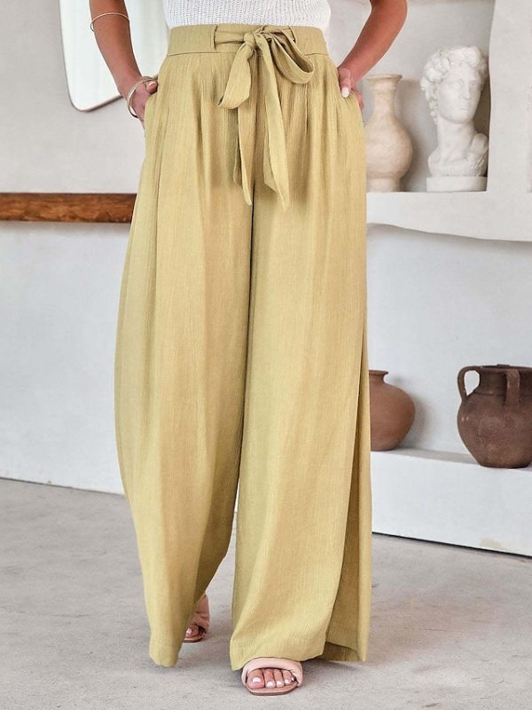 Women's Wide Leg Pants Trousers Black White Blue Fashion Casual Daily Side Pockets Wide Leg Full Length Comfort Plain S M L XL 2XL