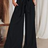 Women's Wide Leg Pants Trousers Black White Blue Fashion Casual Daily Side Pockets Wide Leg Full Length Comfort Plain S M L XL 2XL