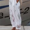 Women's Pants Trousers Faux Linen White Green Gray Casual Holiday Weekend Side Pockets Full Length Comfort Floral S M L XL XXL