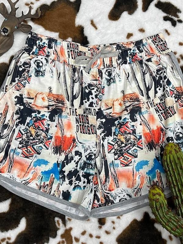 ohhktp1682582934361-1 Women's Wide Leg Shorts Casual Shorts Black White Yellow Beach Wear Casual Holiday Vacation Weekend Side Pockets Print Micro-elastic Short Comfort Graphic S M L XL 2XL