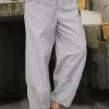 Women's Pants Trousers Faux Linen Gray Fashion Casual Daily Side Pockets Full Length Comfort Striped S M L XL XXL