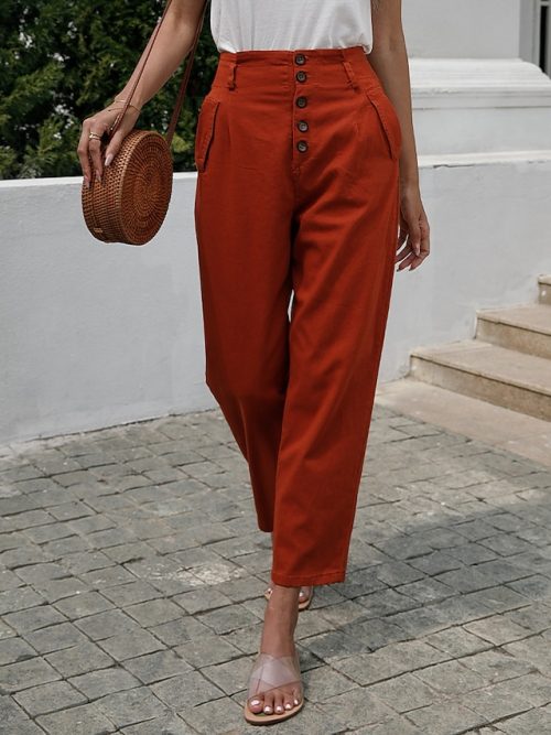 ucaamy1683787803836-1 Women's Pants Trousers Yellow Red Green Fashion Casual Daily Side Pockets Ankle-Length Comfort Plain One-Size