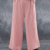 updaux1683192323915-1 Women's Wide Leg Pants Trousers Faux Linen White Pink Blue Fashion Casual Weekend Side Pockets Wide Leg Full Length Comfort Plain S M L XL 2XL