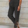 Women's Pants Trousers Faux Linen Black White Blue Fashion Casual Weekend Side Pockets Full Length Comfort Plain S M L XL 2XL