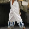 Women's Pants Trousers Faux Linen Golden Blue Fashion Casual Weekend Side Pockets Full Length Comfort Geometric S M L XL XXL