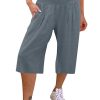 Women's Wide Leg Pants Trousers Capri shorts Cotton And Linen Black White Navy Blue Fashion Casual Daily Side Pockets Baggy Calf-Length Comfort Plain S M L XL 2XL